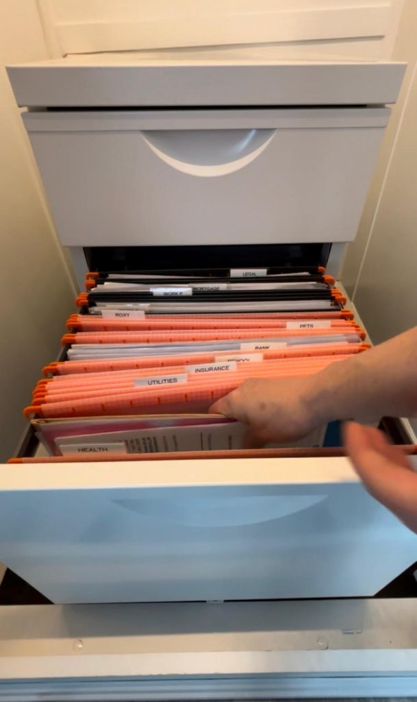 Home filing system for important paperwork