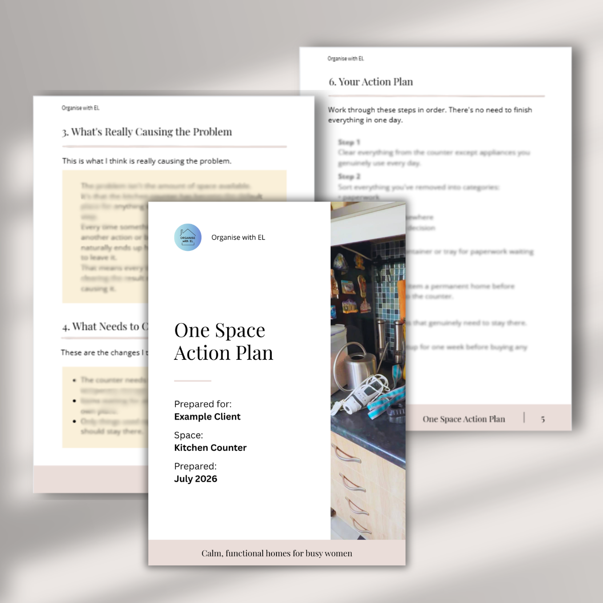 One Space Action Plan - One particular space keeps becoming cluttered, difficult to use or frustrating to manage. I'll review your photos and information, work out what's causing the problem and create a personalised action plan showing what needs to change and where to start. Perfect if you'd rather work through the changes in your own time without booking a Zoom call.